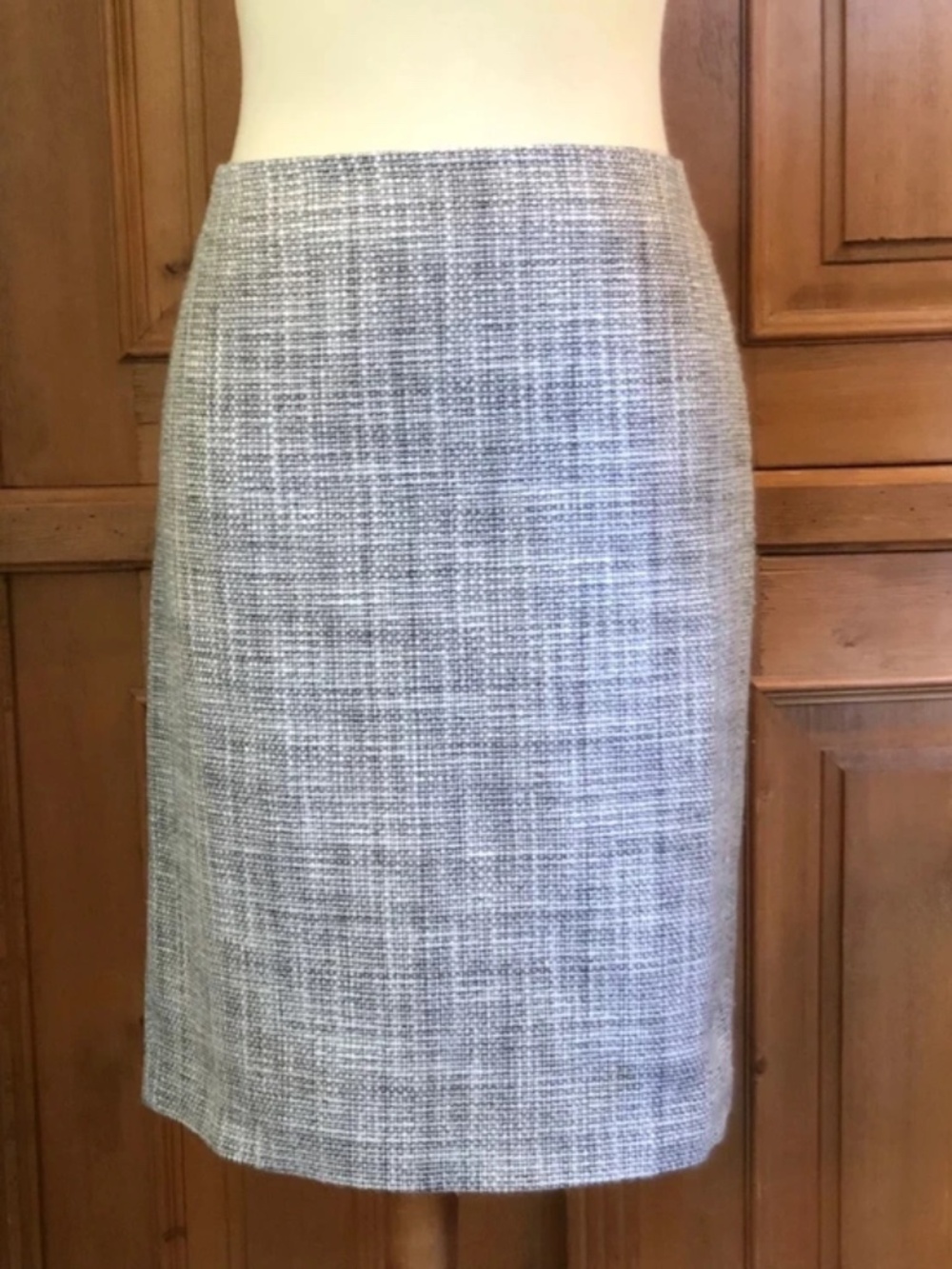 Josephine Black White Tweed Pencil Skirt Lined Back Zip Size 8